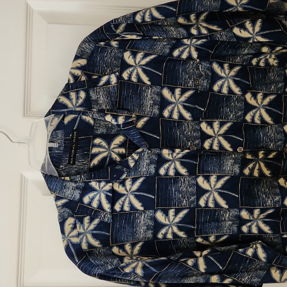 Vintage Men's Natural Issue Blue Palm Tree Hawaiian Shirt EUC Size Medium - Picture 2 of 9